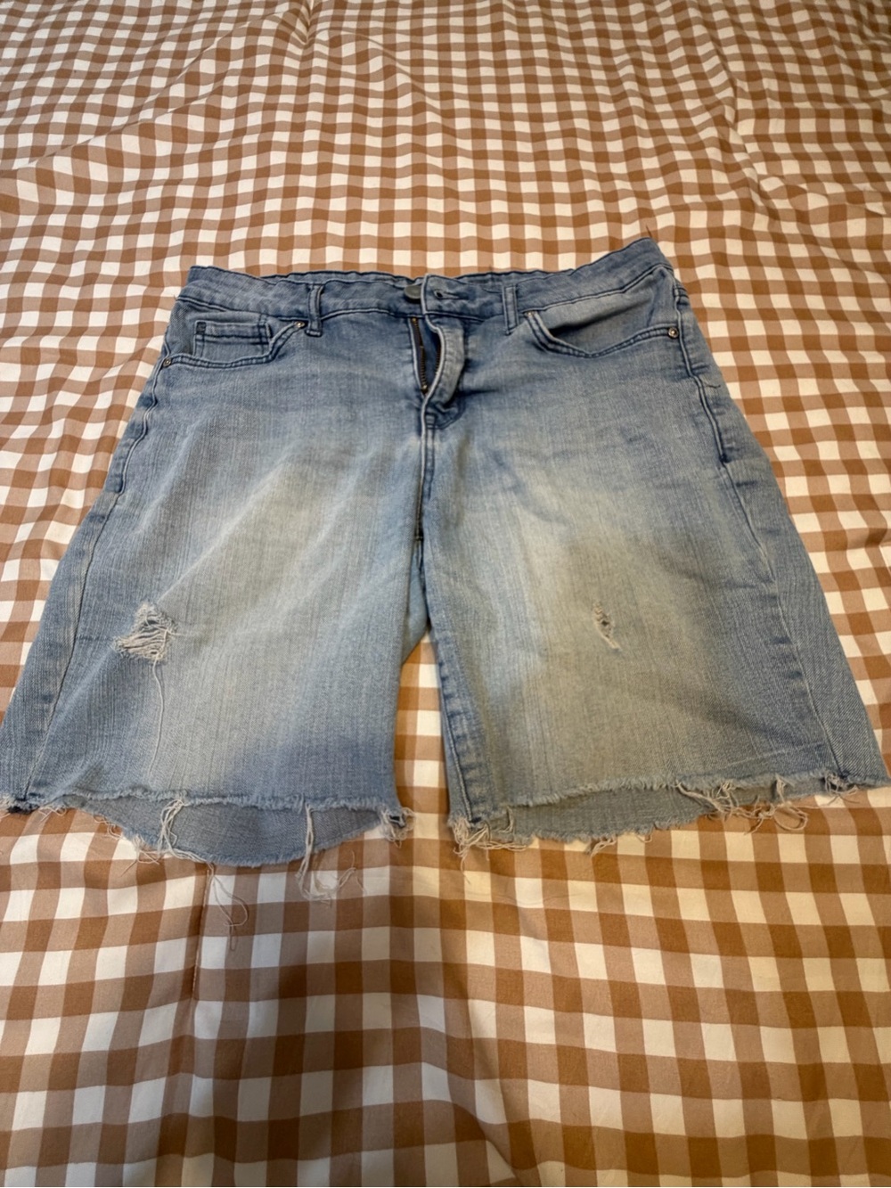 Seven7 Light Blue Distressed Denim Jean Shorts